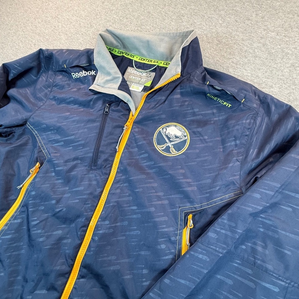 Reebok Buffalo Sabres NHL Center Ice KineticFit Navy Blue Full Zip Jacket Mens M